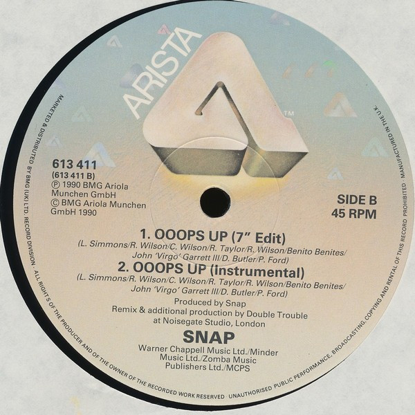 Snap! - Ooops Up (The Double Trouble Mix) | Arista (613 411) - 4