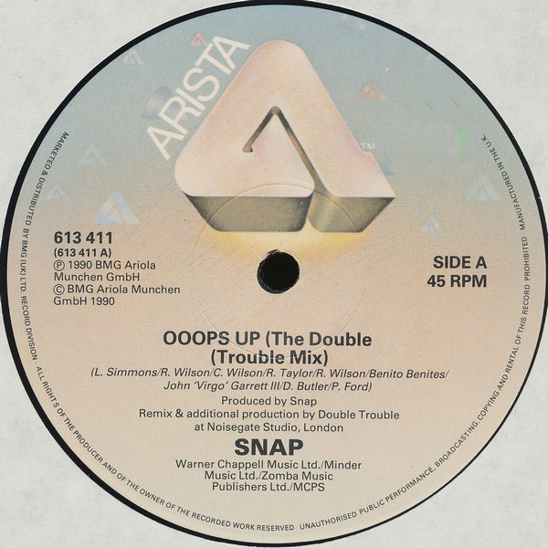 Snap! - Ooops Up (The Double Trouble Mix) | Arista (613 411) - 3