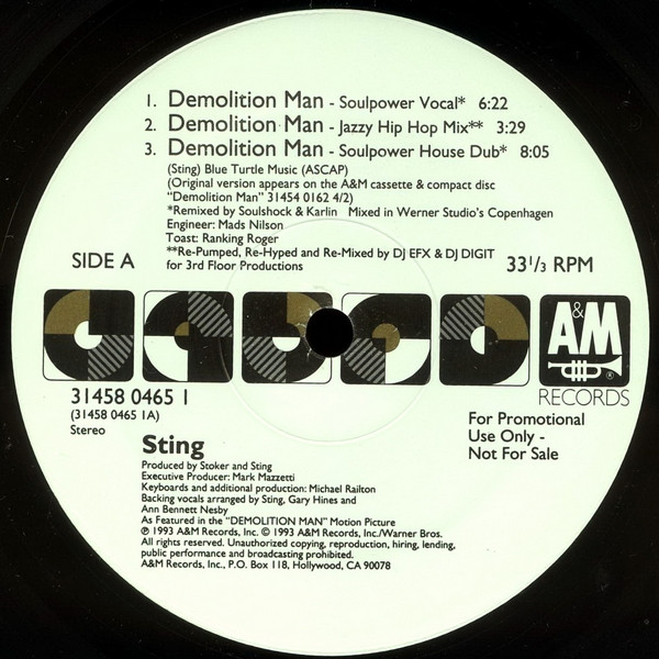 Sting - Demolition Man (The Underground Mixes) | A&M Records (31458 0465 1)