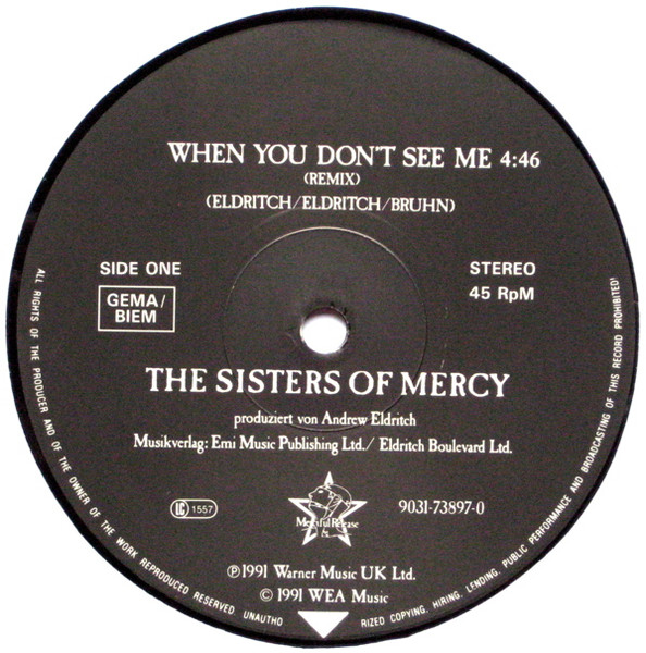 The Sisters Of Mercy - When You Don't See Me | Merciful Release (9031-73897-0) - 3