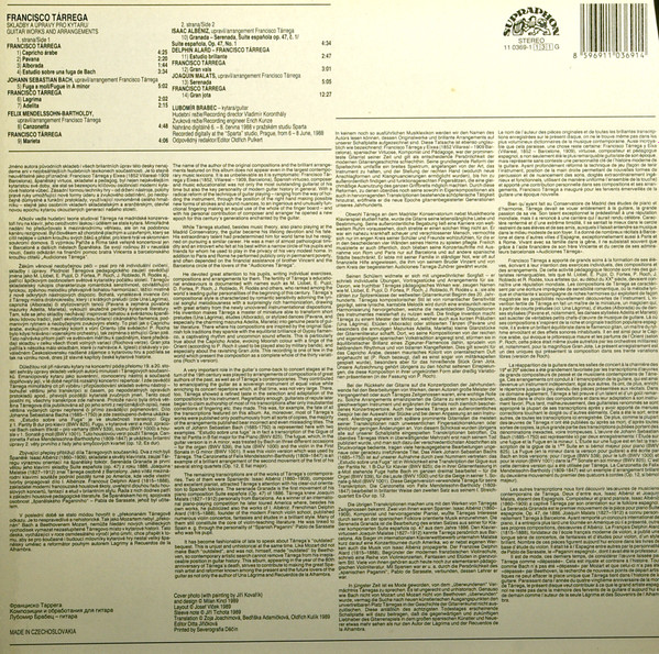 Tárrega , Lubomír Brabec - Guitar Works & Arrangements | Supraphon (11 0369-1 131)