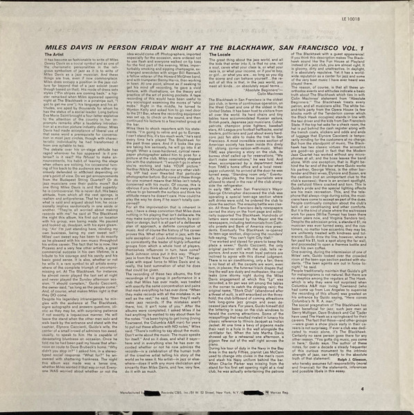 Miles Davis - In Person, Friday Night At The Blackhawk, San Francisco, Volume I | Columbia Limited Edition (LE 10018) - 2 Miles Davis - In Person, Friday Night At The Blackhawk, San Francisco, Volume I | Columbia Limited Edition (LE 10018) - 2