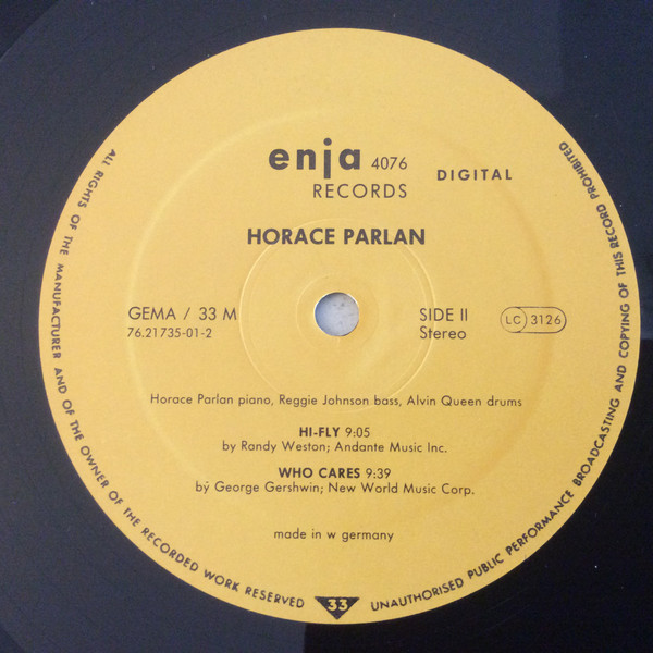 Horace Parlan Trio - Pannonica | Enja Records (enja 4076) - 4