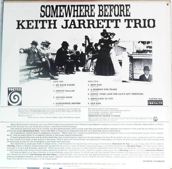 Keith Jarrett Trio - Somewhere Before | Vortex Records (2012) - 2