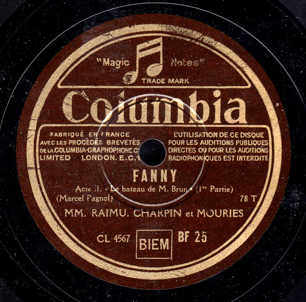 Raimu , Fernand Charpin , Auguste Mouriès - Fanny | Columbia (BF 25) - main