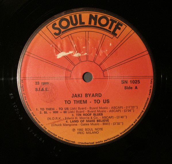 Jaki Byard - To Them - To Us | Soul Note (SN 1025) - 3
