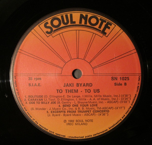 Jaki Byard - To Them - To Us | Soul Note (SN 1025) - 4