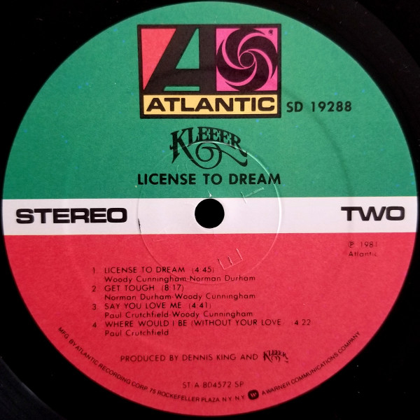 Kleeer - License To Dream | Atlantic (SD 19288) - 4
