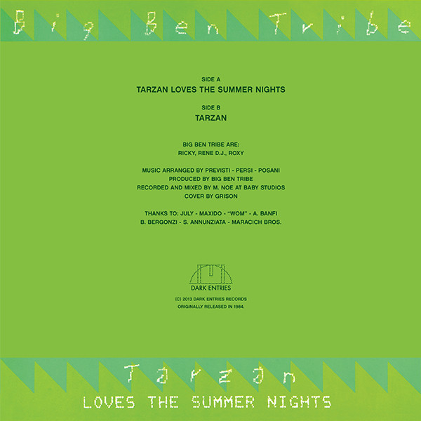 Big Ben Tribe - Tarzan Loves The Summer Nights | Dark Entries (DE-057) - 2
