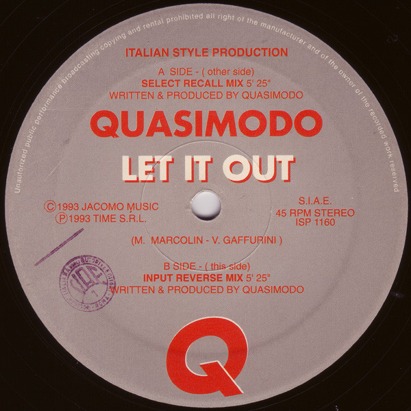 Quasimodo - Let It Out | Italian Style Production (ISP 1160) - main