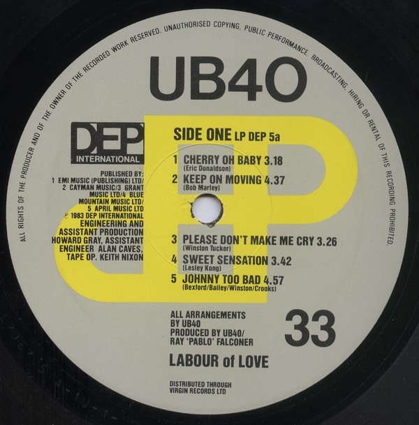 UB40 - Labour Of Love | DEP International (LP DEP 5) - 3