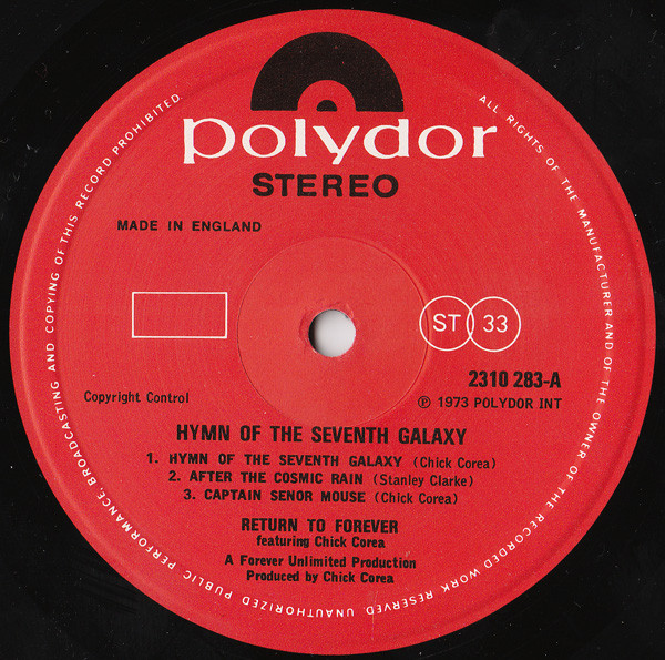 Return To Forever Featuring Chick Corea - Hymn Of The Seventh Galaxy | Polydor (2310 283) - 3 Return To Forever Featuring Chick Corea - Hymn Of The Seventh Galaxy | Polydor (2310 283) - 3