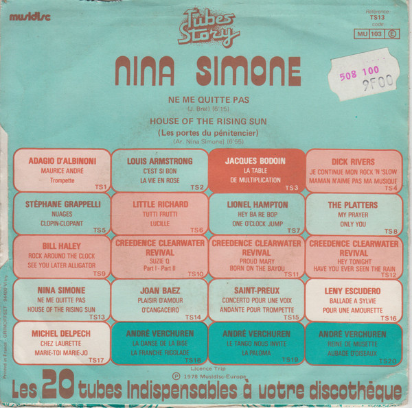 Nina Simone - Ne Me Quitte Pas / Les Portes Du Pénitencier "House Of The Rising Sun" | Musidisc (TS 13) - 2 Nina Simone - Ne Me Quitte Pas / Les Portes Du Pénitencier "House Of The Rising Sun" | Musidisc (TS 13) - 2