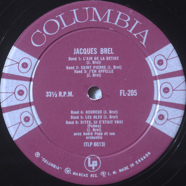 Jacques Brel Avec Les Orchestres André Popp Et Son Orchestre Et Michel Legrand Et Son Orchestre - Quand On N'a Que L'Amour | Columbia (FL-205) - 4 Jacques Brel Avec Les Orchestres André Popp Et Son Orchestre Et Michel Legrand Et Son Orchestre - Quand On N'a Que L'Amour | Columbia (FL-205) - 4