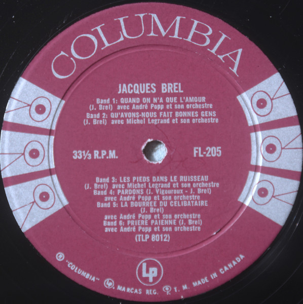 Jacques Brel Avec Les Orchestres André Popp Et Son Orchestre Et Michel Legrand Et Son Orchestre - Quand On N'a Que L'Amour | Columbia (FL-205) - 3 Jacques Brel Avec Les Orchestres André Popp Et Son Orchestre Et Michel Legrand Et Son Orchestre - Quand On N'a Que L'Amour | Columbia (FL-205) - 3