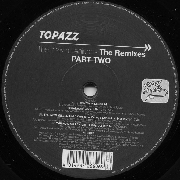 Topazz - The New Millenium - The Remixes | Real Groove (RG 12008 R2) - 2