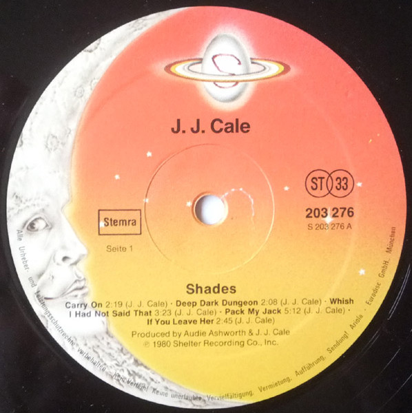 J.J. Cale - Shades | Shelter Records (203 276) - 3 J.J. Cale - Shades | Shelter Records (203 276) - 3