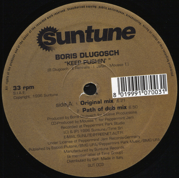 Boris Dlugosch - Keep Pushin' | Suntune (SUT 003) - main Boris Dlugosch - Keep Pushin' | Suntune (SUT 003) - main