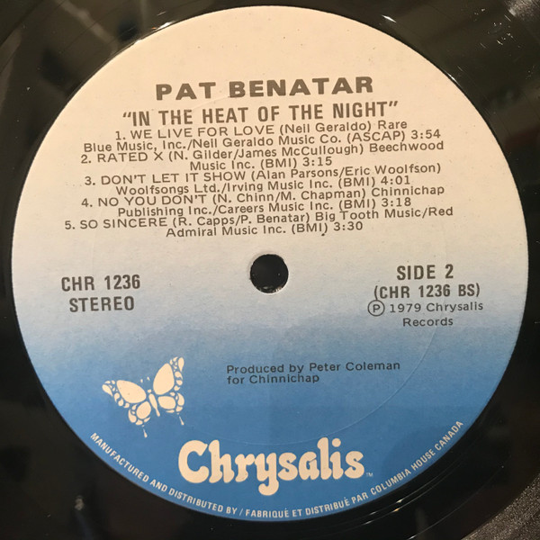 Pat Benatar - In The Heat Of The Night | Chrysalis (CHR-501236) - 4 Pat Benatar - In The Heat Of The Night | Chrysalis (CHR-501236) - 4