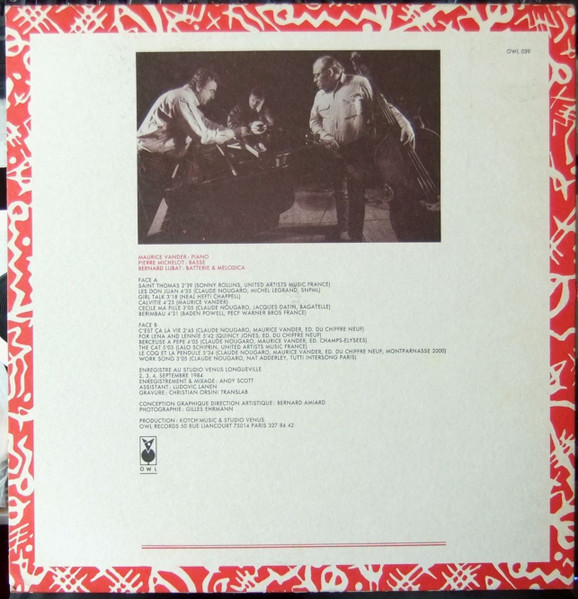 Maurice Vander / Pierre Michelot / Bernard Lubat - Vander Michelot Lubat | Owl Records (OWL 039) - 2 Maurice Vander / Pierre Michelot / Bernard Lubat - Vander Michelot Lubat | Owl Records (OWL 039) - 2