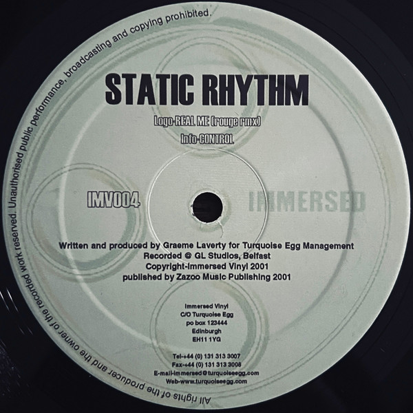 Static Rhythm - Real Me / Control | Immersed Vinyl (IMV 004) - main
