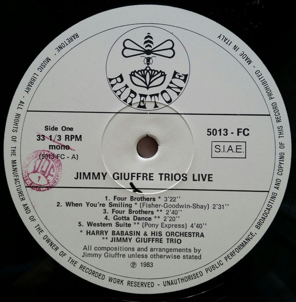 The Jimmy Giuffre Trio Feat. Jim Hall / Bob Brookmeyer / Ralph Peña - Jimmy Giuffre Trios Live 1957-1958 | Raretone (5013-FC) - 3