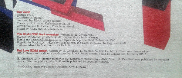 Rima - This World | Jazzanova Compost Records (JCR) (JCR 038-1) - 3