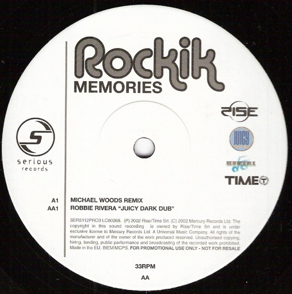 Rockik - Memories | Serious Records (SER5112PRO3)