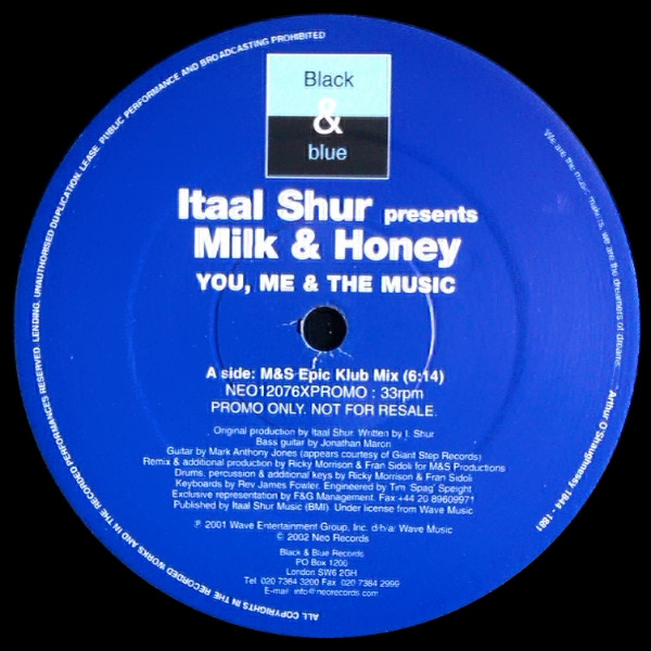 Itaal Shur Presents Milk & Honey - You, Me & The Music | Black & Blue (NEO12076XPROMO) - 2