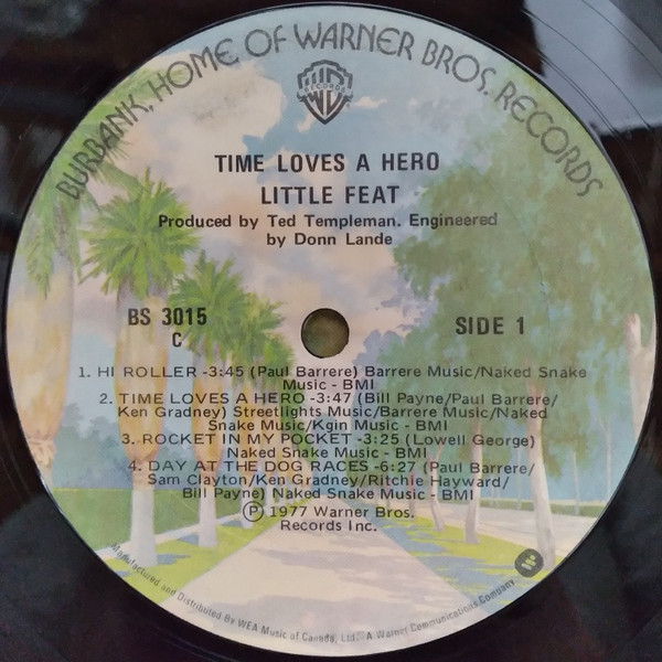 Little Feat - Time Loves A Hero | Warner Bros. Records (BS 3015) - 3