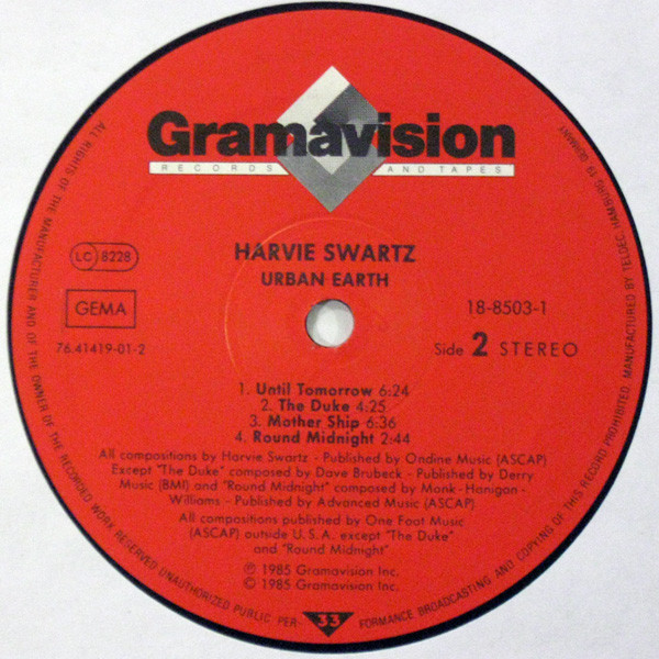 Harvie Swartz - Urban Earth | Gramavision (18-8503-1) - 4 Harvie Swartz - Urban Earth | Gramavision (18-8503-1) - 4