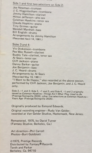 Coleman Hawkins And Pee Wee Russell - Jam Session In Swingville | Prestige (P-24051) - 3