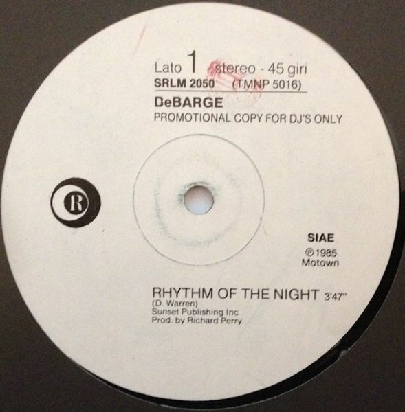 DeBarge / Rockwell - Rhythm Of The Night / Peeping Tom | Ricordi (SRLM 2050)