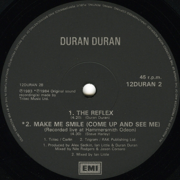 Duran Duran - The Reflex (Dance Mix) | EMI (12DURAN 2) - 4