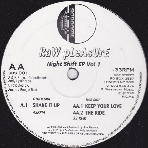 Raw Pleasure - Night Shift EP Vol 1 | Side Street Records (SDS 001) - main Raw Pleasure - Night Shift EP Vol 1 | Side Street Records (SDS 001) - main