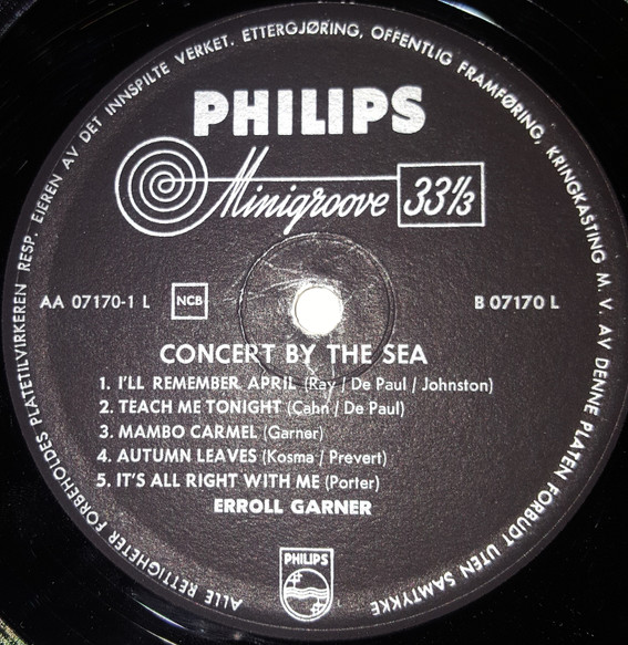Erroll Garner - Concert By The Sea | Philips (B 07170 L) - 3