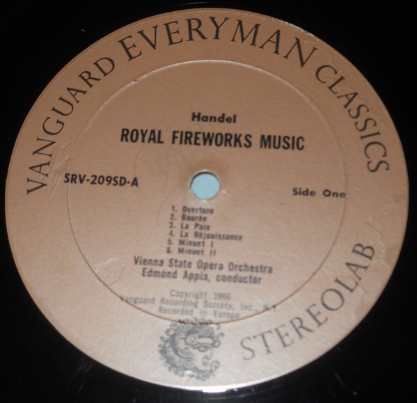 Handel , Vienna State Opera Orchestra - Royal Fireworks Music / Water Music | Vanguard (SRV-209SD) - 3