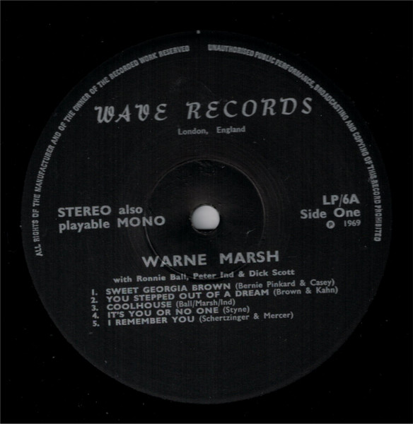 Warne Marsh - Release Record. Send Tape. | Wave (LP 6) - 4