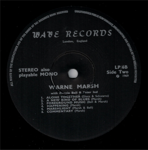 Warne Marsh - Release Record. Send Tape. | Wave (LP 6) - 3