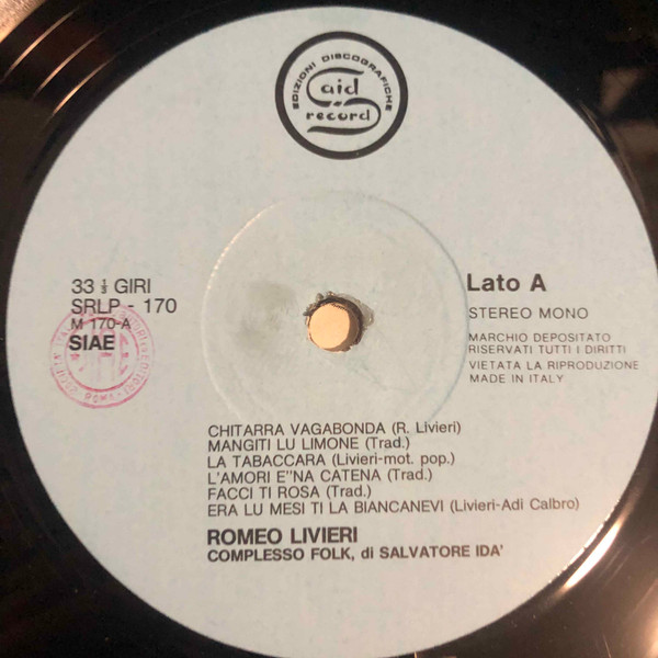 Romeo Livieri , Complesso Salvatore Idà - Chitarra Vagabonda | Said Record (SRLP 170)