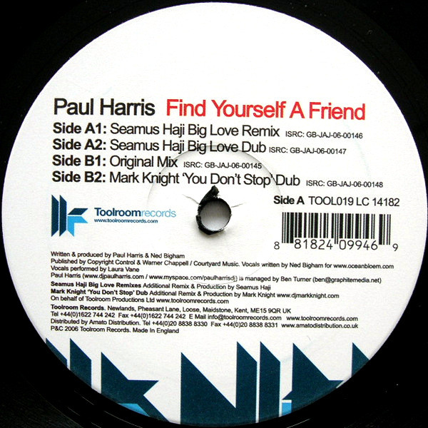 Paul Harris - Find Yourself A Friend | Toolroom Records (Tool019) - 3 Paul Harris - Find Yourself A Friend | Toolroom Records (Tool019) - 3
