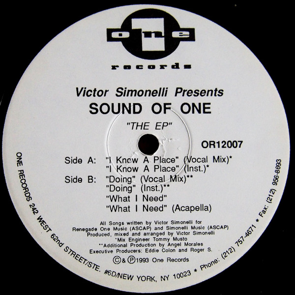 Victor Simonelli Presents Sound Of One - The EP | One Records (OR12007) - main