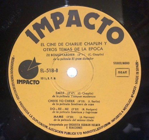 Orquesta De Herman Helmer Y Reacciones - El Cine De Charlie Chaplin Y Otros Temas De La Epoca | Impacto (EL-518) - 3 Orquesta De Herman Helmer Y Reacciones - El Cine De Charlie Chaplin Y Otros Temas De La Epoca | Impacto (EL-518) - 3