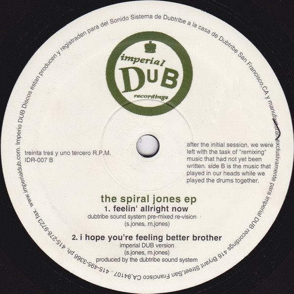 Dubtribe Sound System - The Spiral Jones EP | Imperial Dub Recordings (IDR-007) - 2