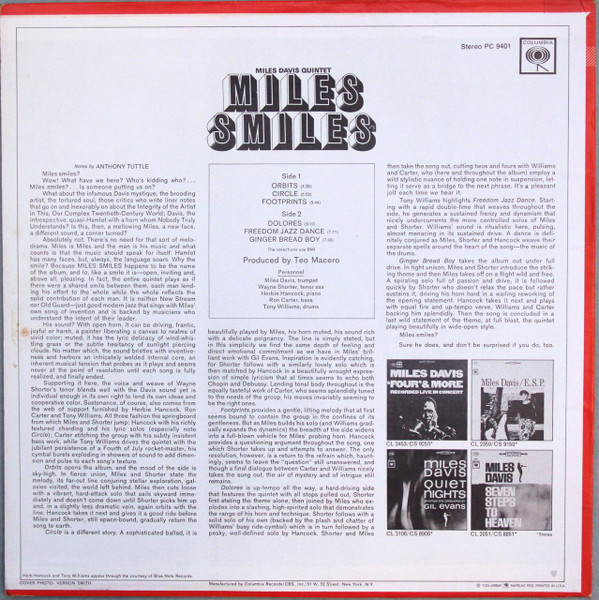 The Miles Davis Quintet - Miles Smiles | Columbia (PC 9401) - 2