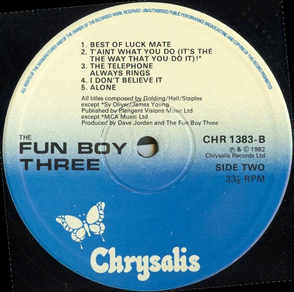 The Fun Boy Three - The Fun Boy Three | Chrysalis (CHR 1383) - 4 The Fun Boy Three - The Fun Boy Three | Chrysalis (CHR 1383) - 4