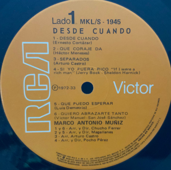 Marco Antonio Muñiz - Desde Cuando | RCA Victor (MKL/S-1945) - 2