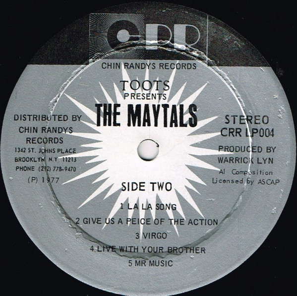 The Maytals - Toots Presents The Maytals | Chin Randys Records (CRRLP 004) - 4