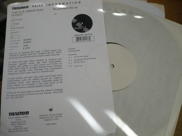 Kreon & Lemos Feat. Feeboy - The Greatest Hits EP | Resopal Red (RSP RED 017) - main Kreon & Lemos Feat. Feeboy - The Greatest Hits EP | Resopal Red (RSP RED 017) - main