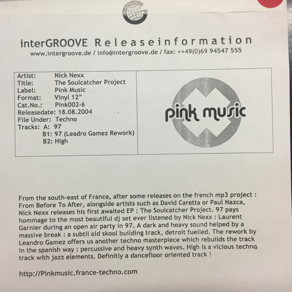 Nick Nexx - Soulcatcher EP | Pink Music France (Pink 002)